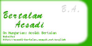 bertalan acsadi business card